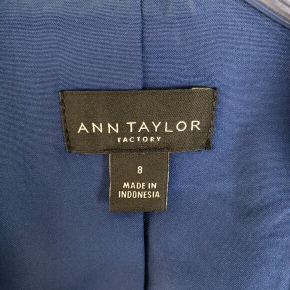 Ann Taylor Linen Blend Blazer Career Office Heather Blue size 8 Minimalist - Picture 2 of 13